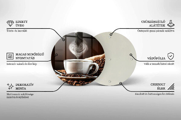 Tagliere in vetro Caffè e una tazza