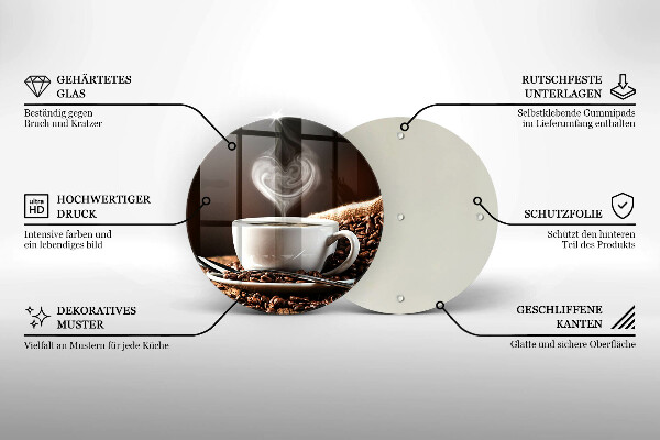 Tagliere in vetro Caffè e una tazza