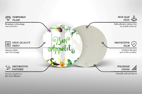 Tagliere in vetro Iscrizione Buon Appetito