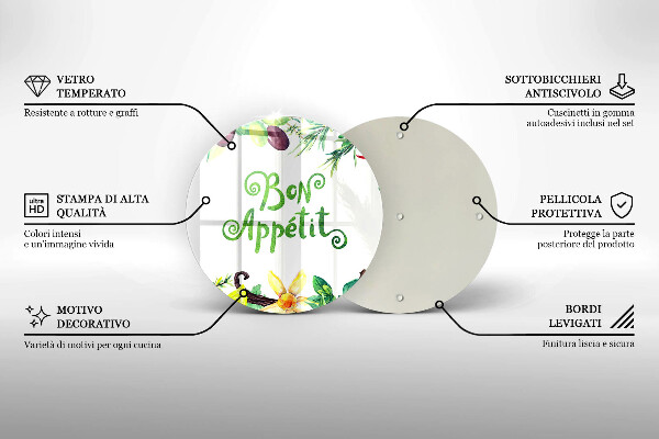 Tagliere in vetro Iscrizione Buon Appetito