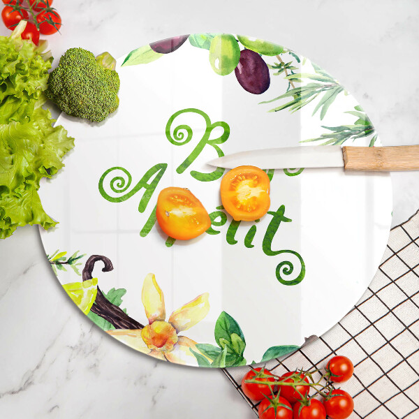 Tagliere in vetro Iscrizione Buon Appetito