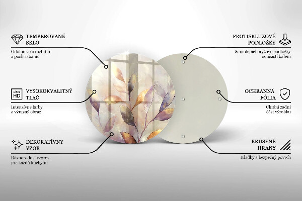 Tagliere in vetro Foglie boho dipinte