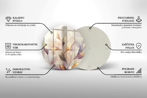 Tagliere in vetro Foglie boho dipinte