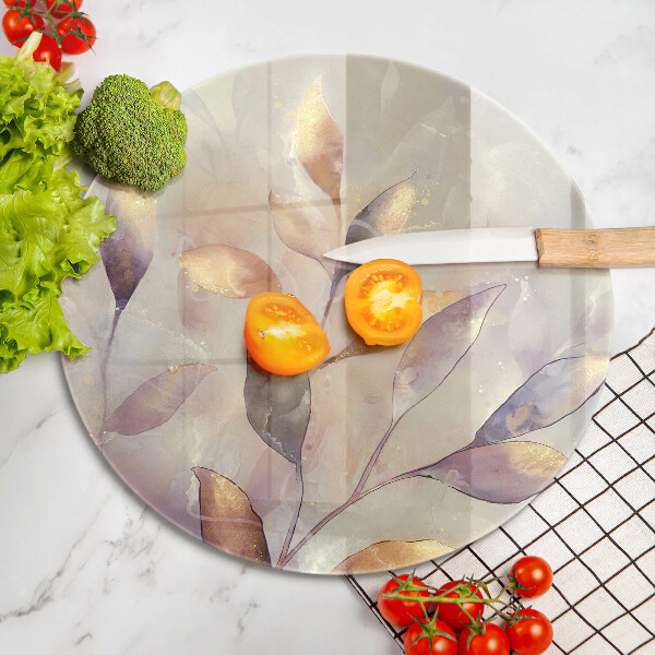 Tagliere in vetro Foglie boho dipinte