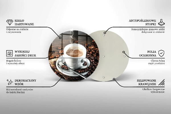 Tagliere in vetro Tazza e chicchi di caffè