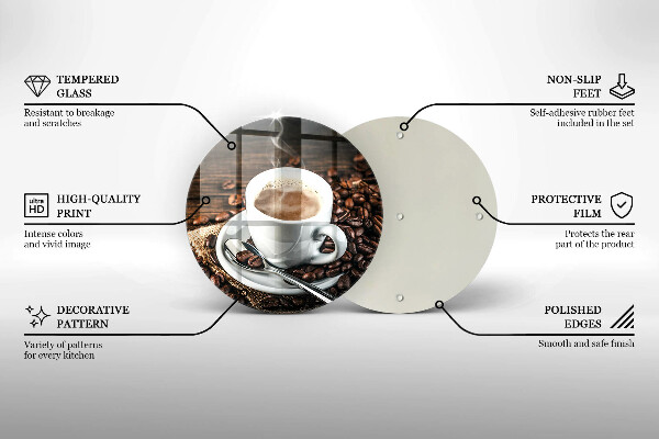 Tagliere in vetro Tazza e chicchi di caffè