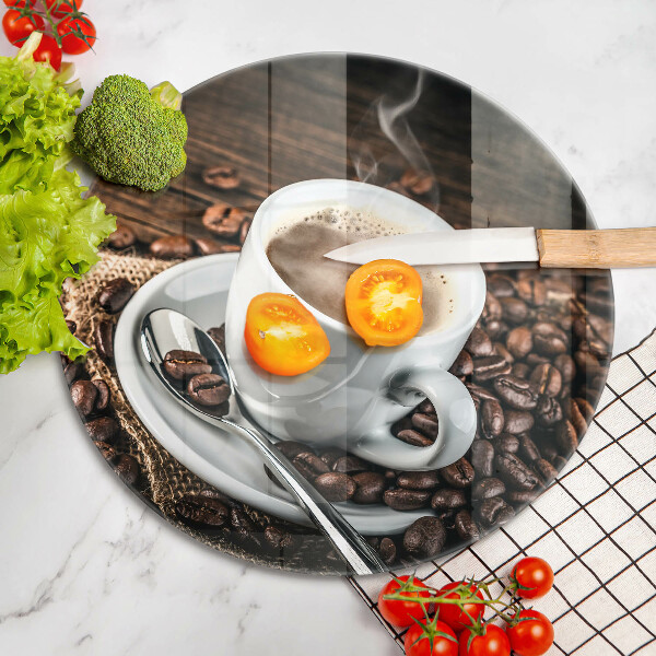 Tagliere in vetro Tazza e chicchi di caffè