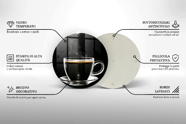 Tagliere in vetro temperato Un bicchiere di caffè caldo