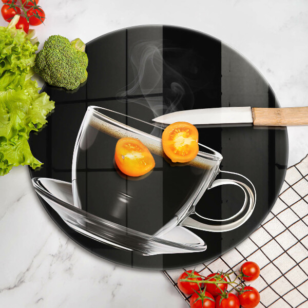 Tagliere in vetro temperato Un bicchiere di caffè caldo