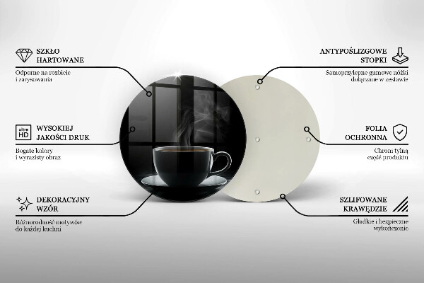 Tagliere in vetro temperato Tazza di caffè calda