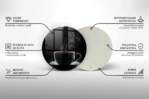 Tagliere in vetro temperato Tazza di caffè calda