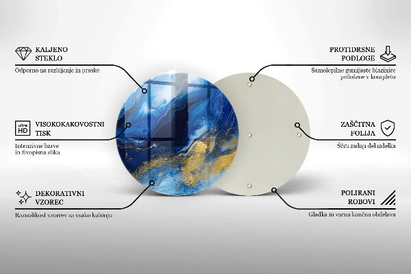 Tagliere in vetro temperato Marmo blu e oro