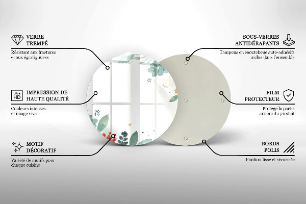 Tagliere in vetro Foglie ad acquerello