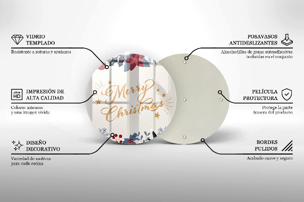 Tagliere in vetro temperato Merry Christmas