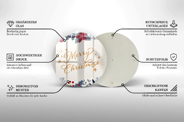 Tagliere in vetro temperato Merry Christmas