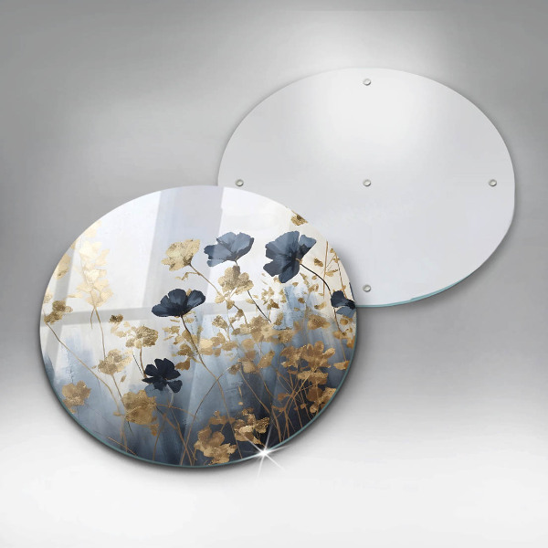 Tagliere in vetro temperato Fiori blu e oro