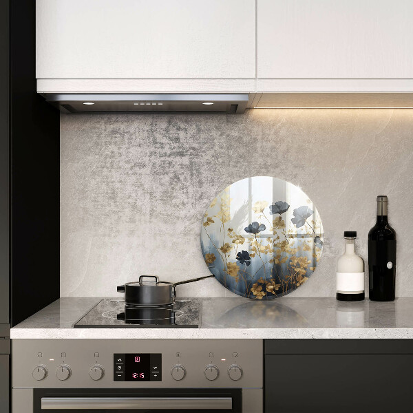 Tagliere in vetro temperato Fiori blu e oro