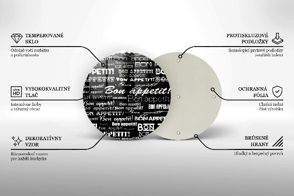 Tagliere in vetro Sottotitoli cucina Bon appetit