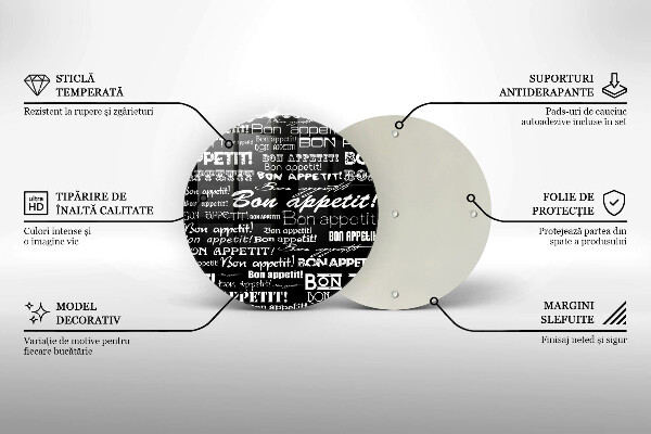 Tagliere in vetro Sottotitoli cucina Bon appetit