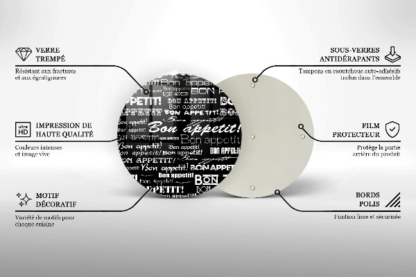 Tagliere in vetro Sottotitoli cucina Bon appetit