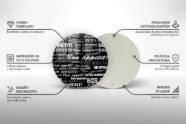 Tagliere in vetro Sottotitoli cucina Bon appetit