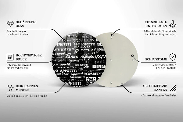 Tagliere in vetro Sottotitoli cucina Bon appetit