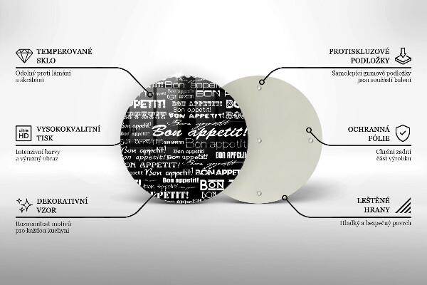 Tagliere in vetro Sottotitoli cucina Bon appetit