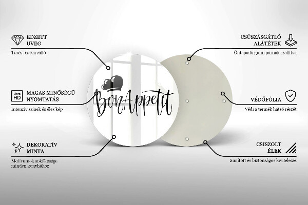 Tagliere in vetro temperato Iscrizione Bon Appetit