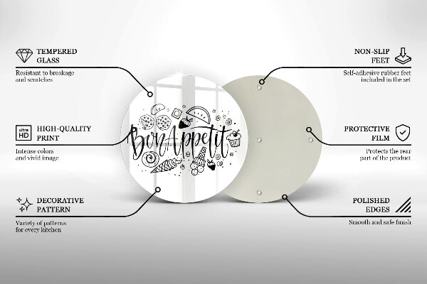 Tagliere in vetro temperato Iscrizione Bon Appetit