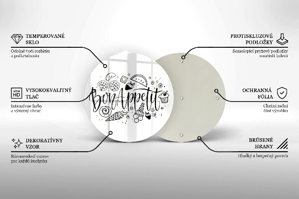 Tagliere in vetro temperato Iscrizione Bon Appetit