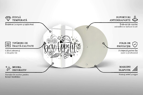 Tagliere in vetro temperato Iscrizione Bon Appetit