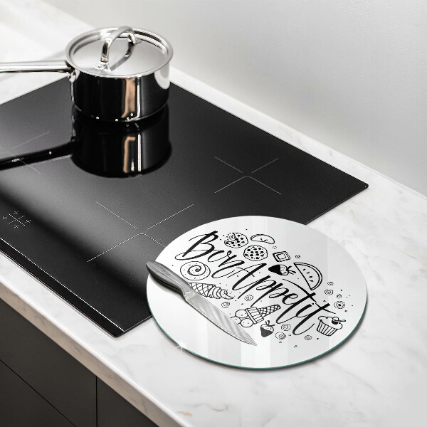 Tagliere in vetro temperato Iscrizione Bon Appetit