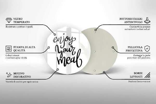 Tagliere in vetro temperato Enjoy your meal