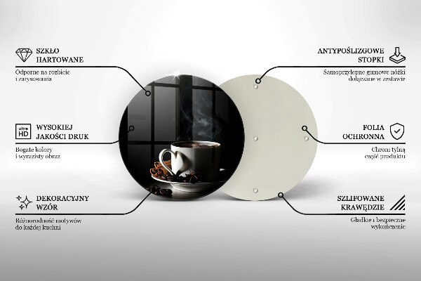 Tagliere in vetro Una tazza di caffè caldo