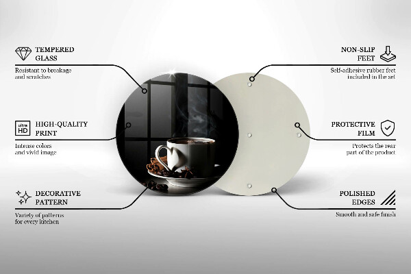 Tagliere in vetro Una tazza di caffè caldo