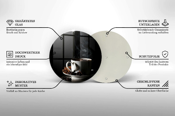 Tagliere in vetro Una tazza di caffè caldo