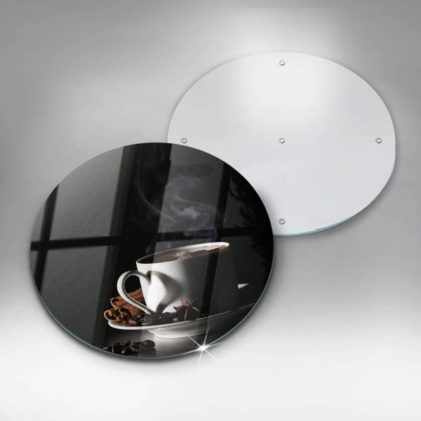 Tagliere in vetro Una tazza di caffè caldo