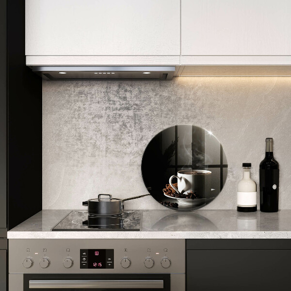 Tagliere in vetro Una tazza di caffè caldo