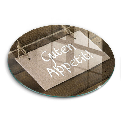Tagliere in vetro Iscrizione Guten Apetit sulle tavole