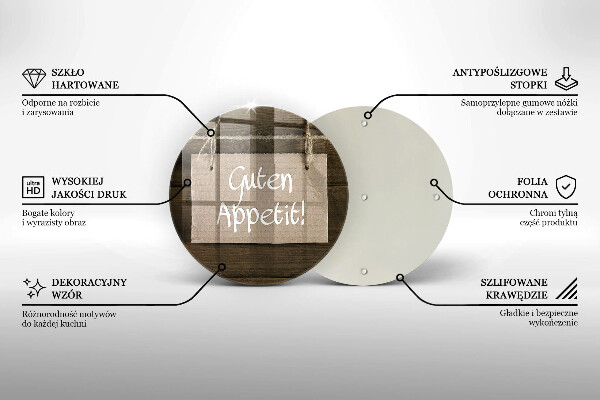 Tagliere in vetro Iscrizione Guten Apetit sulle tavole