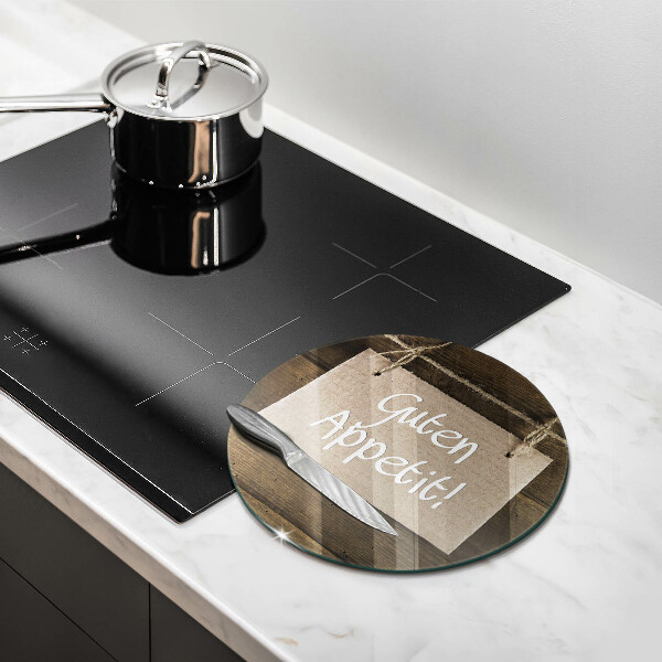 Tagliere in vetro Iscrizione Guten Apetit sulle tavole