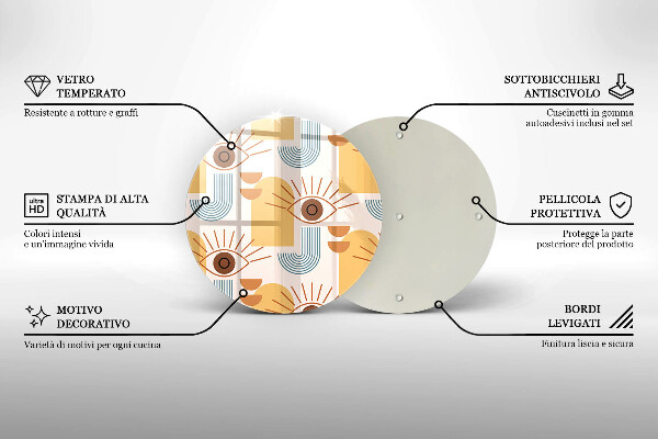 Tagliere in vetro Modello occhi boho