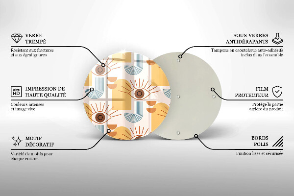 Tagliere in vetro Modello occhi boho