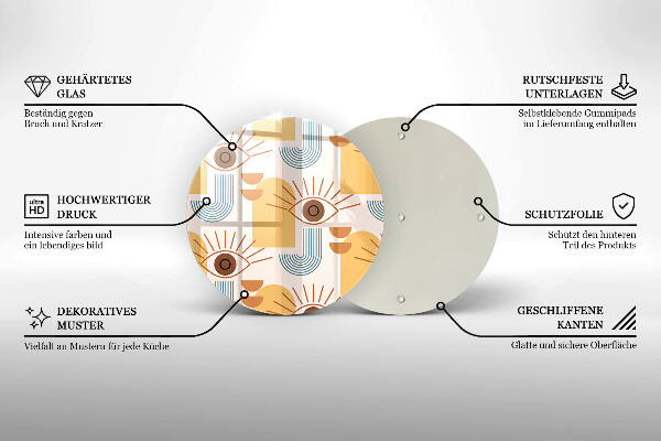 Tagliere in vetro Modello occhi boho