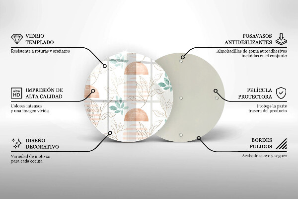 Tagliere in vetro Modello di foglie Boho