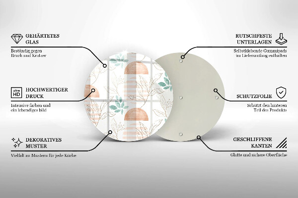 Tagliere in vetro Modello di foglie Boho