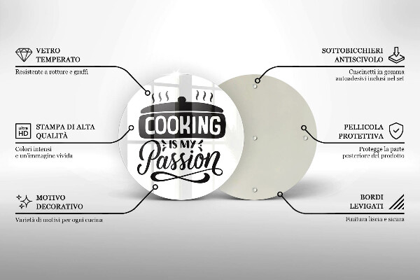Tagliere in vetro Cucinare è la mia passione