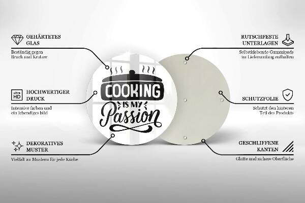 Tagliere in vetro Cucinare è la mia passione