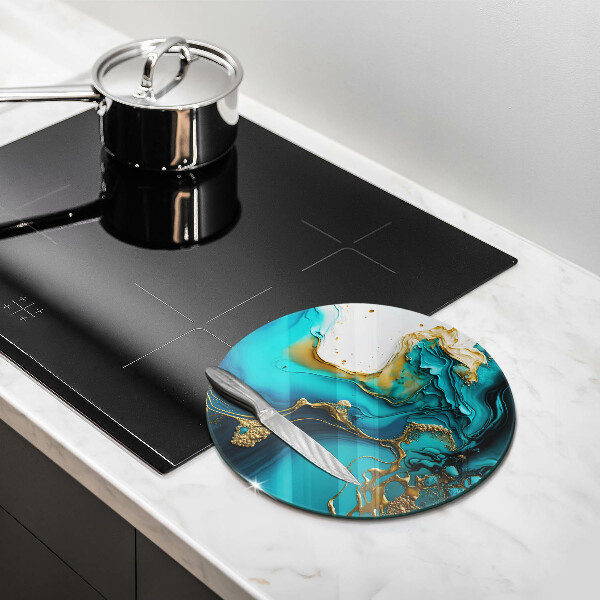 Tagliere in vetro temperato Astrazione turchese