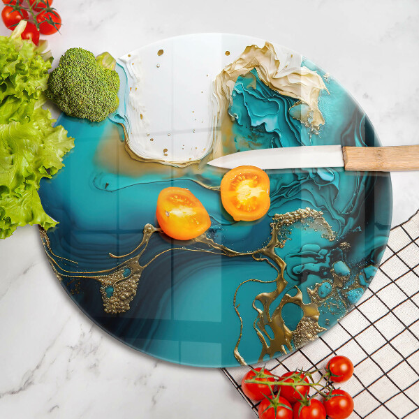 Tagliere in vetro temperato Astrazione turchese